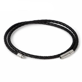 Pulseira Dupla 3mm em Couro Preto