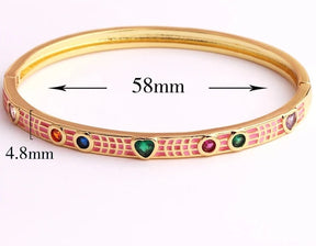 Bracelete Esmaltado com Corações em Zircônia